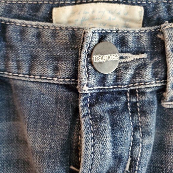 Maurice  Distressed Denim Skirt  1/2 - Picture 2 of 6